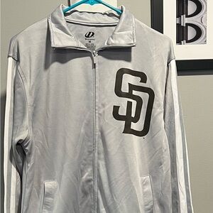 This is a Men’s Pro Standard San Diego Padres Pro Team Track Jacket in gray